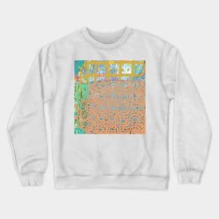 Terracotta Fiber Art Collage of waves on beach Crewneck Sweatshirt